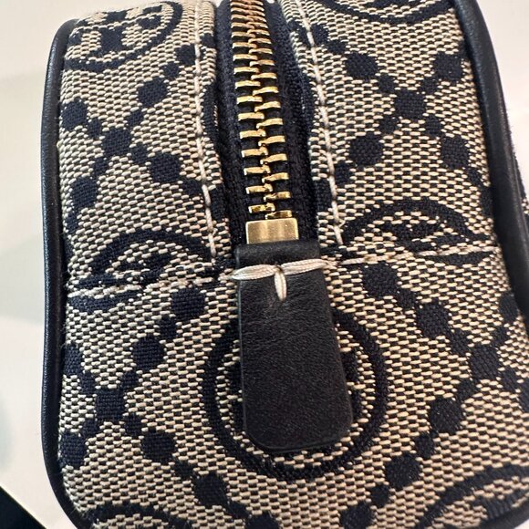 Tory Burch Mini T Monogram Cosmetic Case Navy - Picture 5 of 5